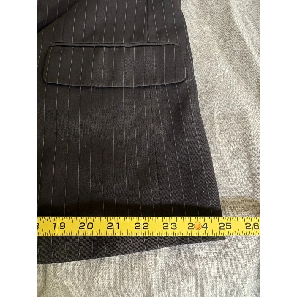 Mens 46S Brown Pinstripe 2 Piece Suit Two Button Blazer Trousers 46 Short 36x29